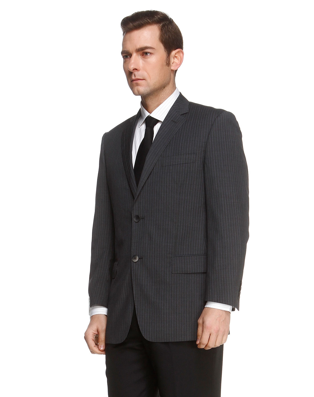 乔治白giuseppe灰色条纹简约长袖西装a版it30706-a_唯品会