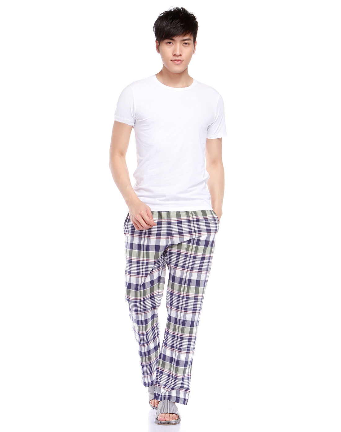 男款纯白色圆领简约短袖t恤