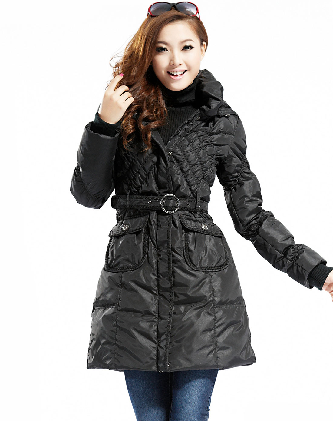 旗牌王kipone女装-女款黑色羽绒服