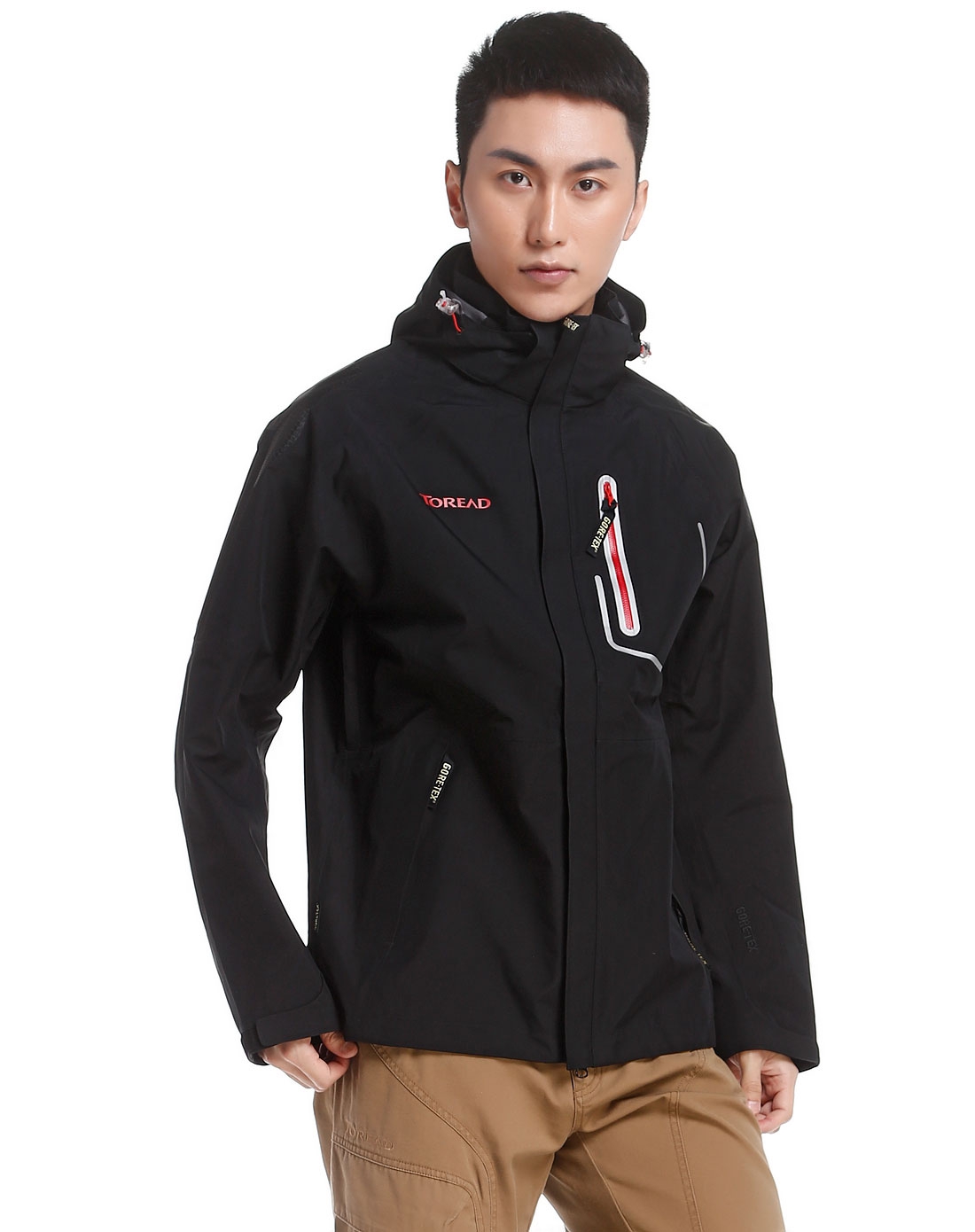男款黑色gore-tex三层长袖冲锋衣