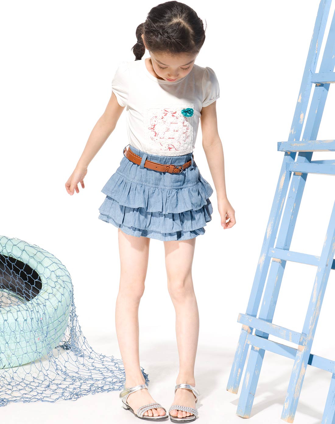 女童蓝色女童短裙