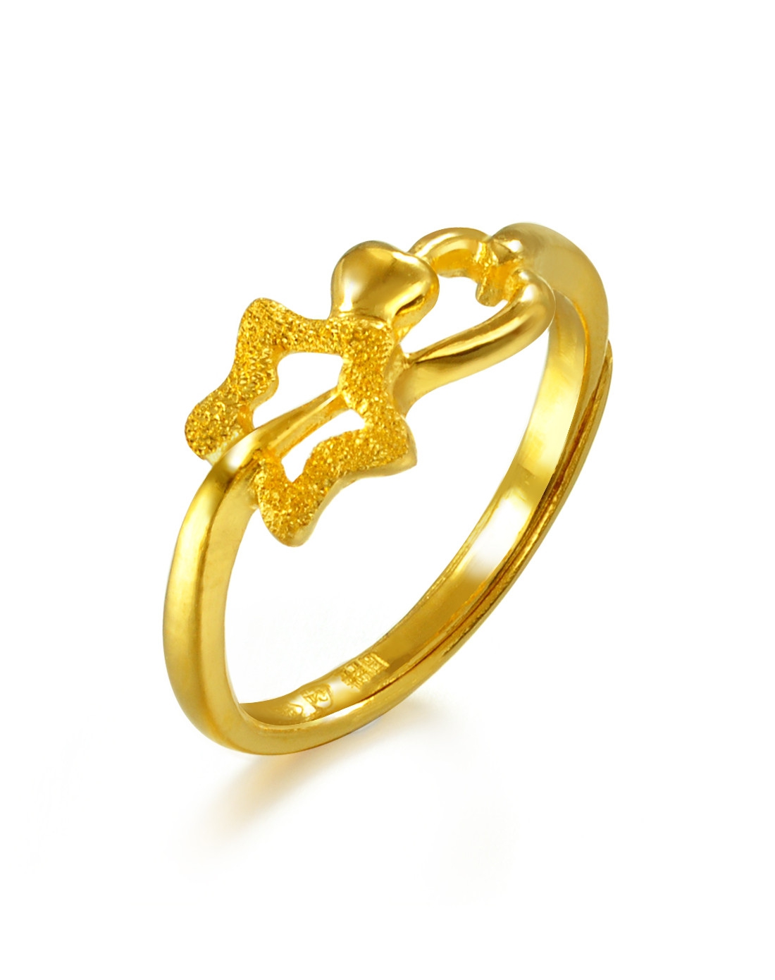 周生生珠宝专场-足金闪砂星星戒指 2.58克