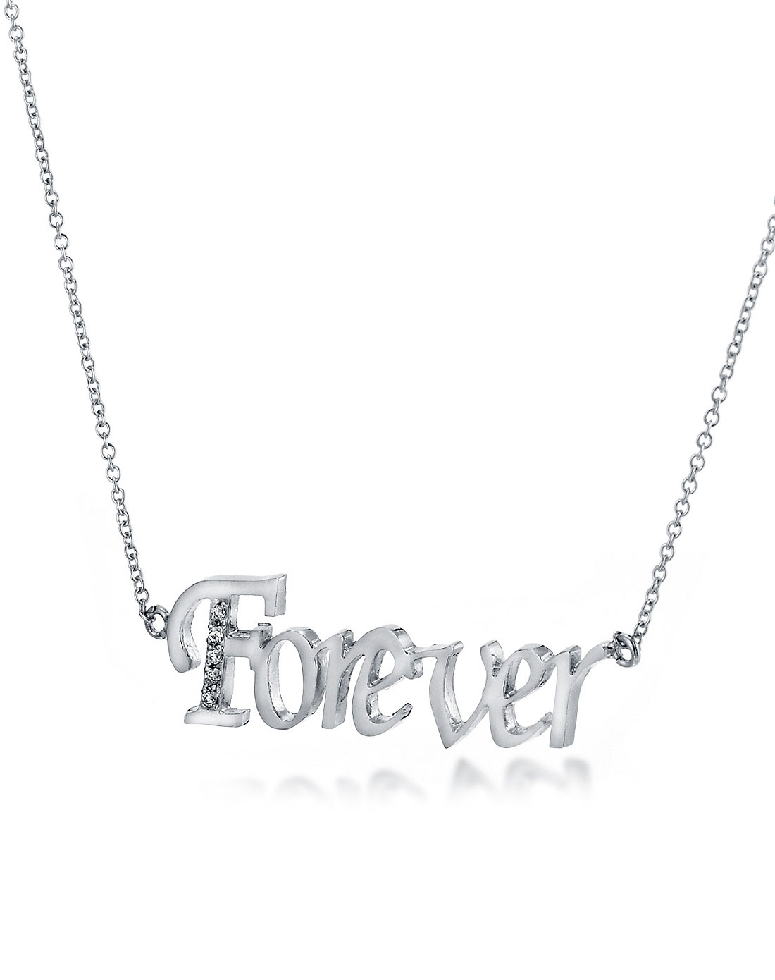 925纯银英文forever字母项链