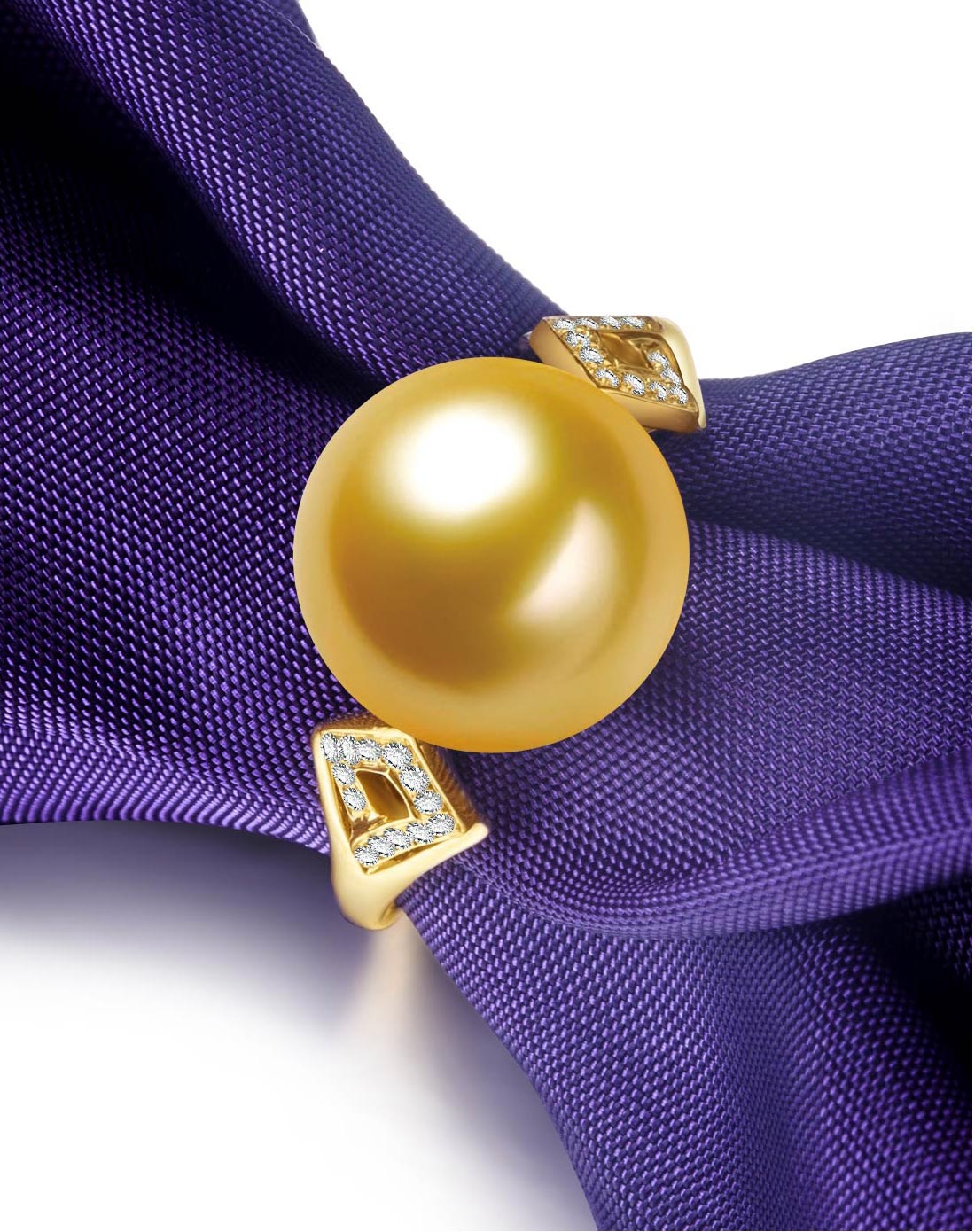 黄18k金南洋金珍珠戒指 10-11mm-权威证书