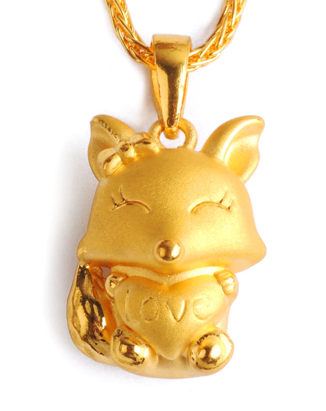 3d硬金千足金狐狸吊坠 超萌阿狸