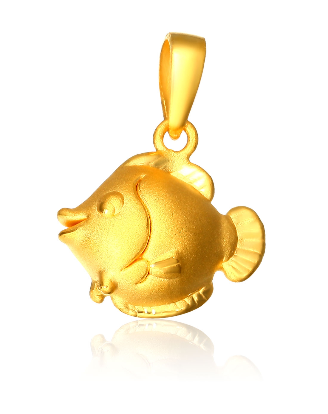 3d硬金千足金小黄鱼吊坠 可爱萌鱼