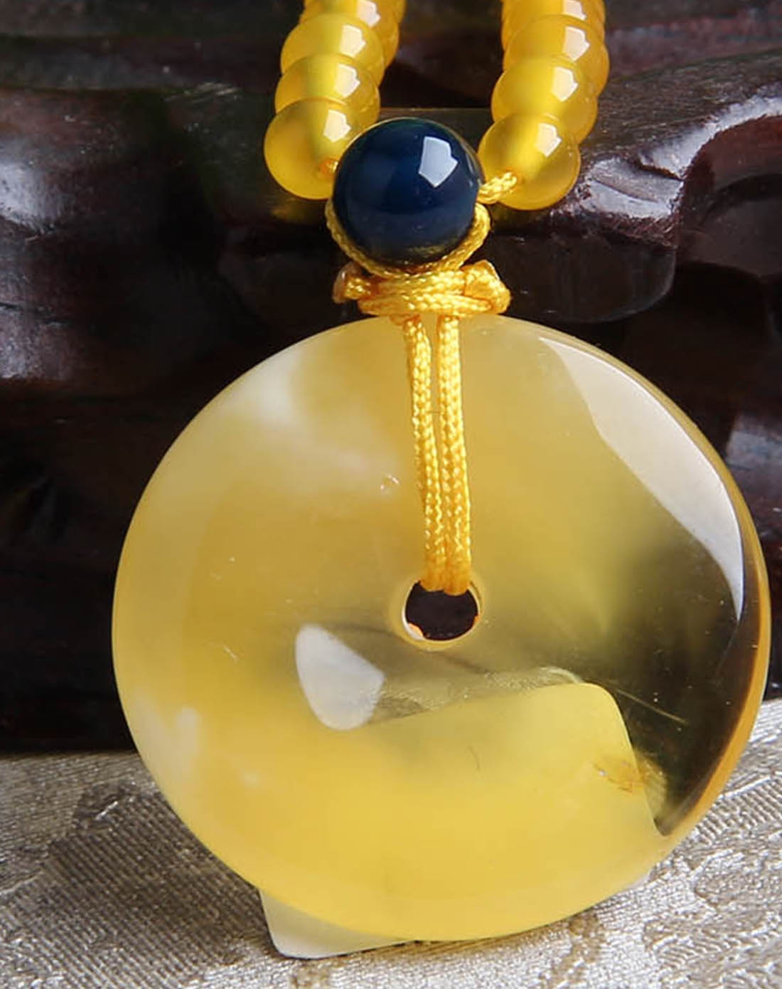 中性平安扣天然琥珀吊坠附证书