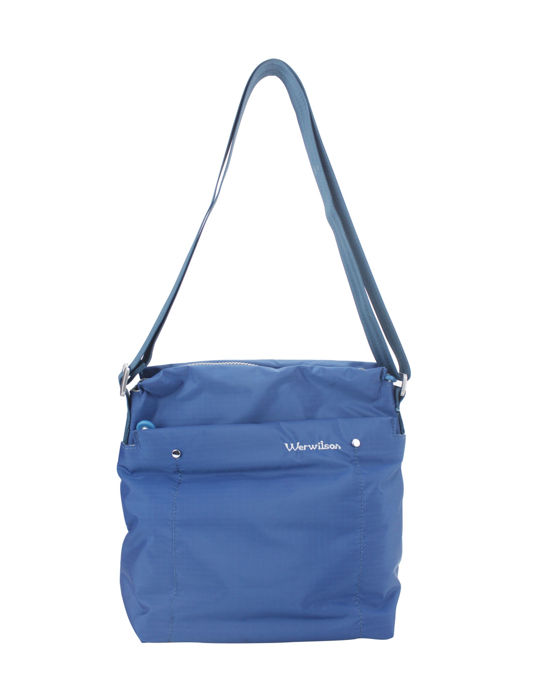 威尔逊werwilson中性蓝色生活防水斜挎包v22089-2蓝色_唯品会