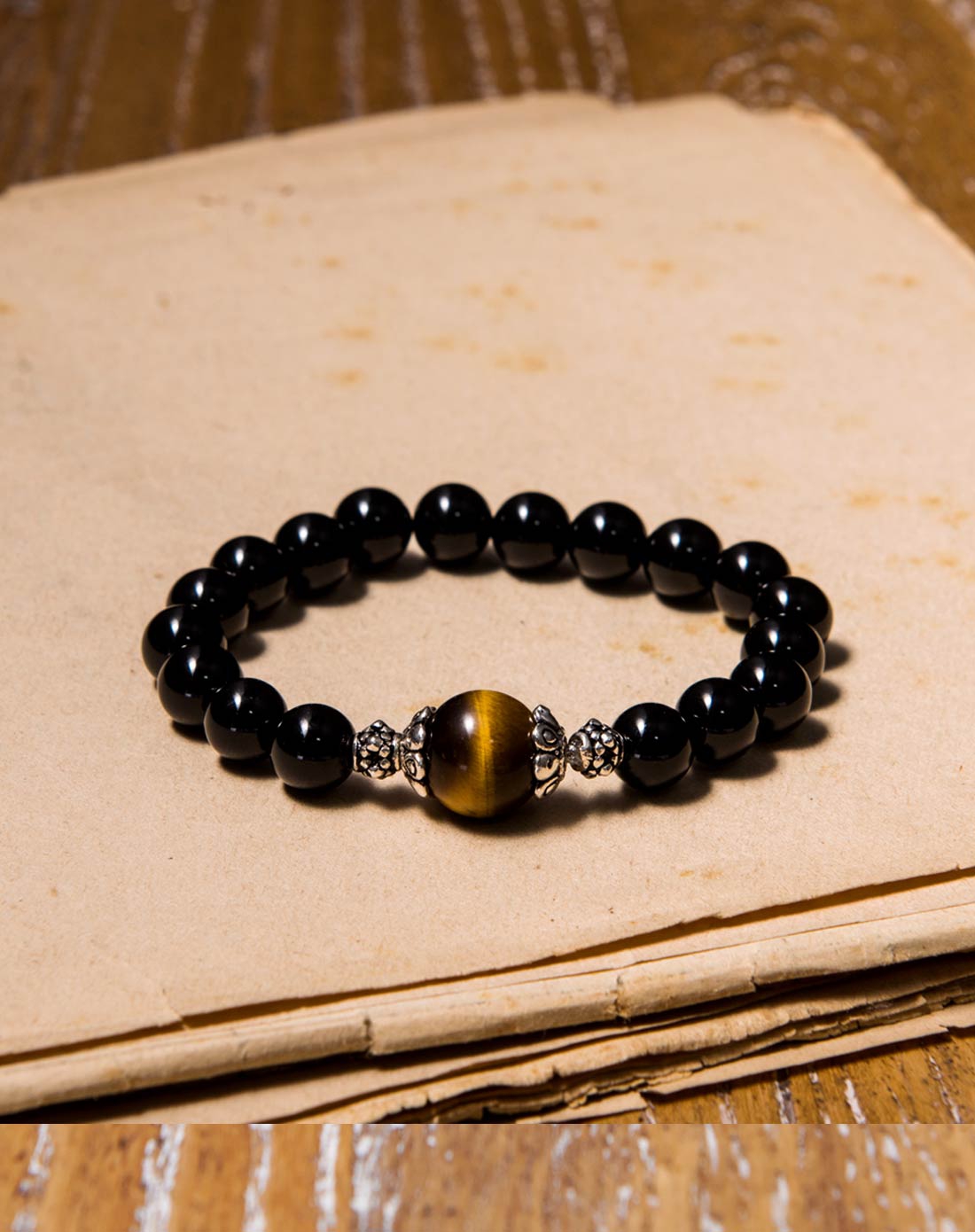 栖-藏式天然黑玛瑙手串