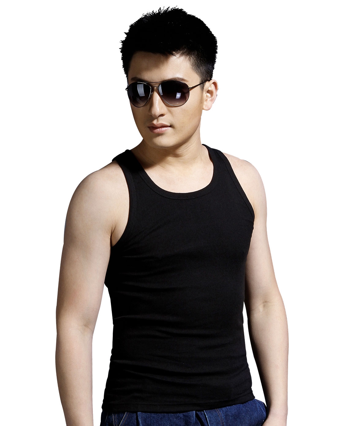 男士黑色纯棉打底吸汗背心