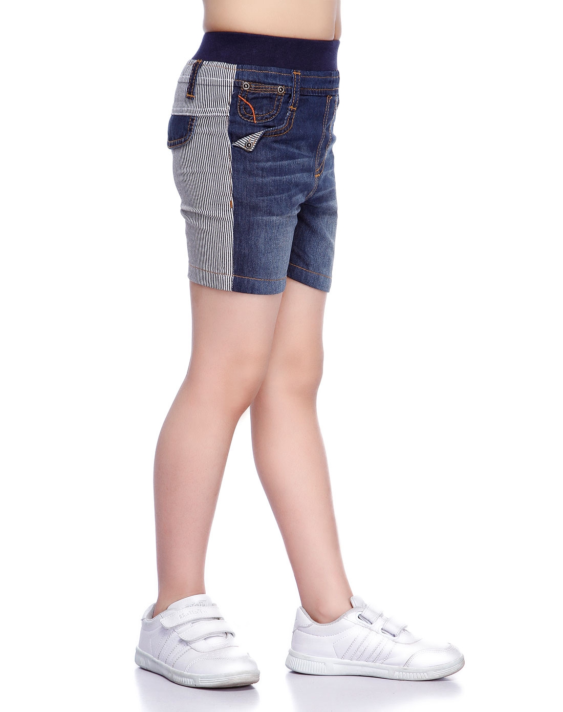 男童深蓝色条纹个性牛仔短裤