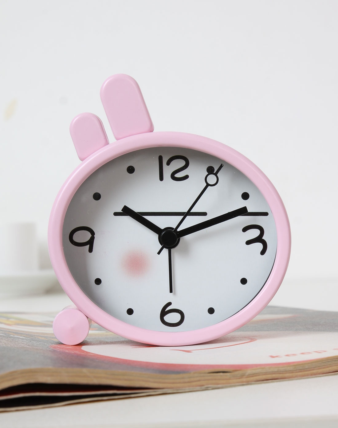 冷兔卡通闹钟-粉色