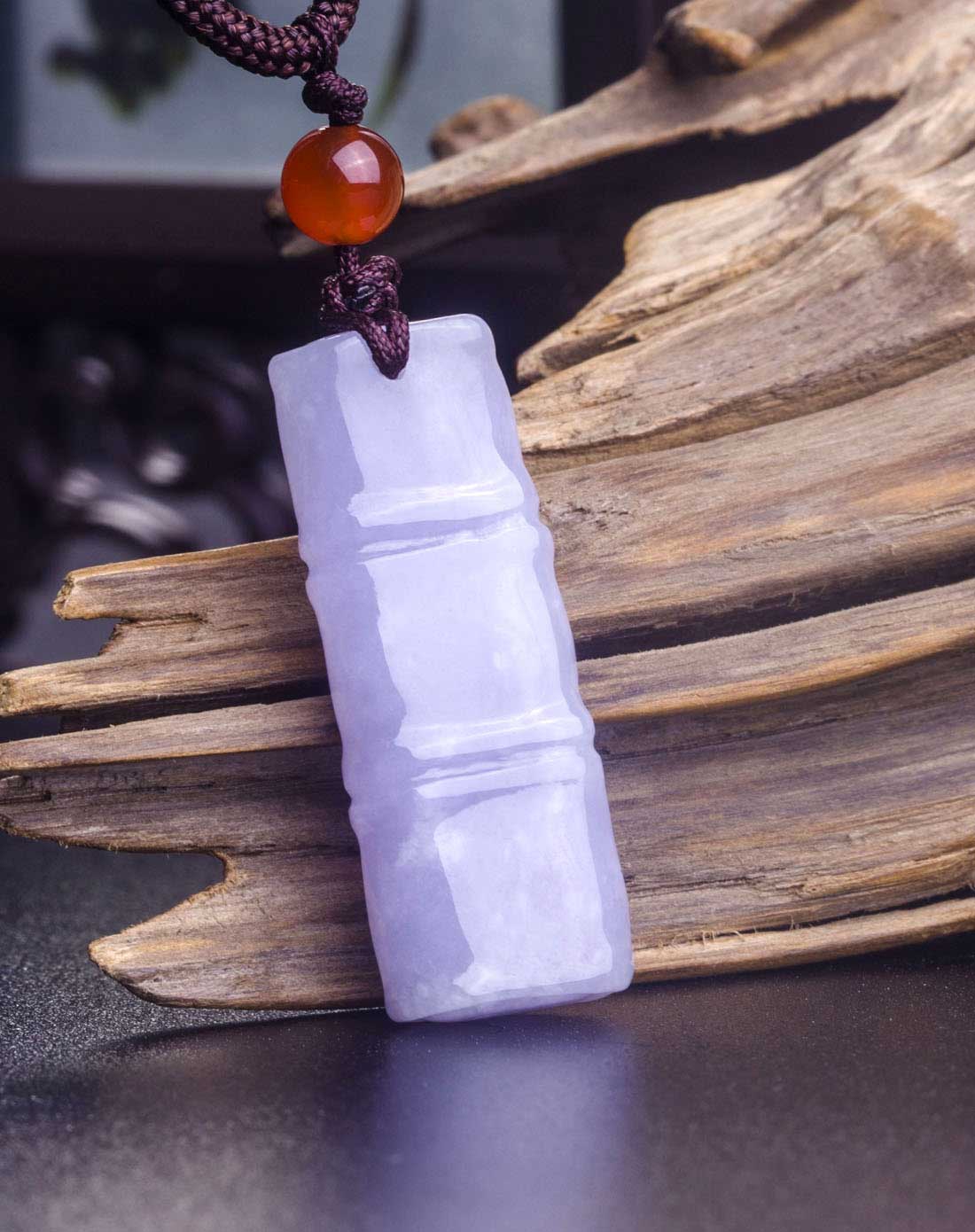 糯种紫罗兰节节高升挂件吊坠极品天然翡翠a货(附国检证书)