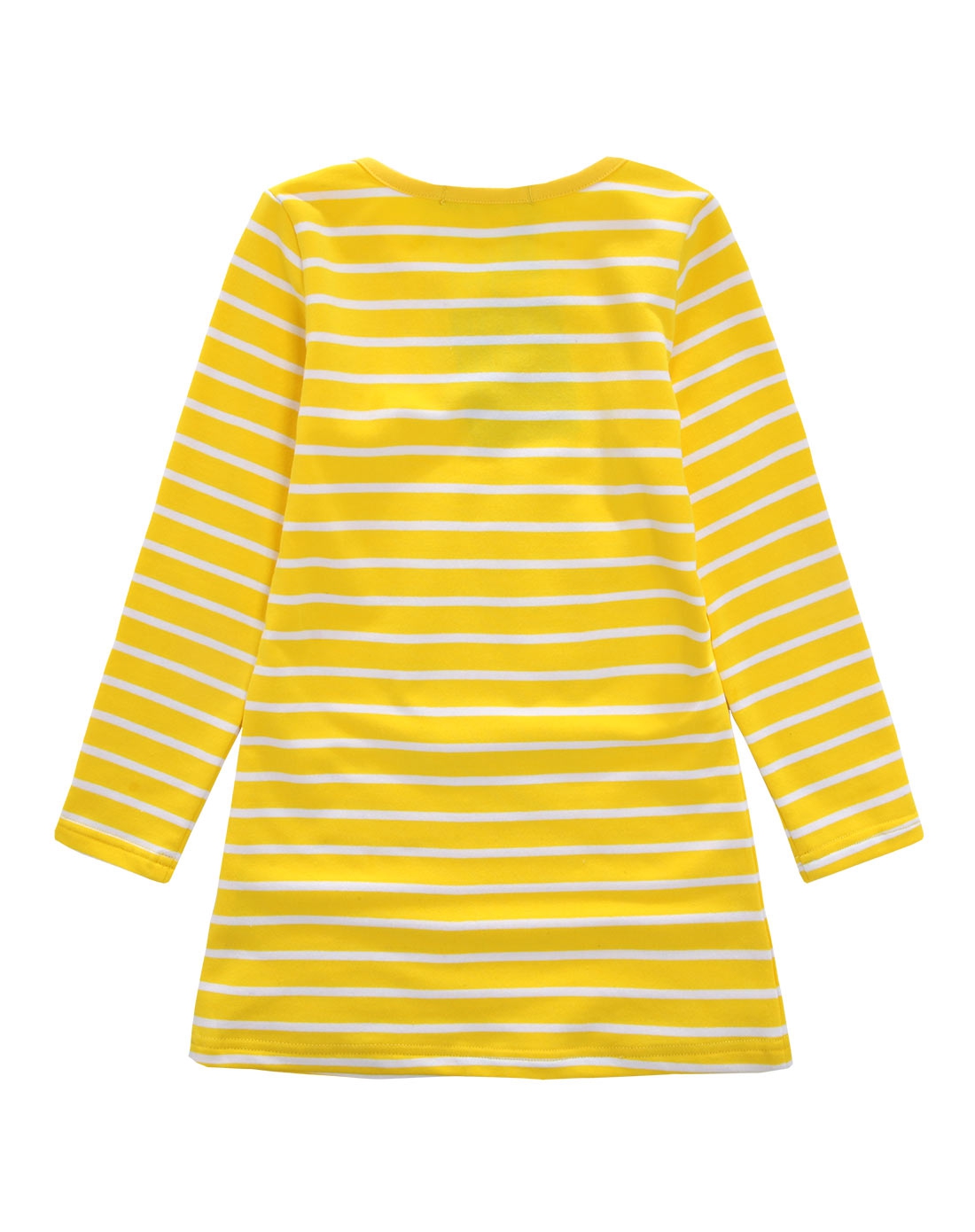 女童黄白条纹长袖连衣裙
