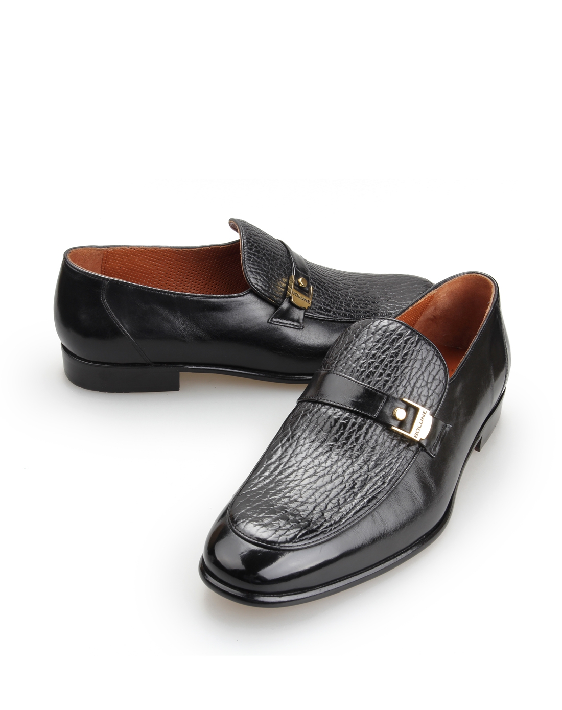 黑色牛皮/海豹皮单鞋