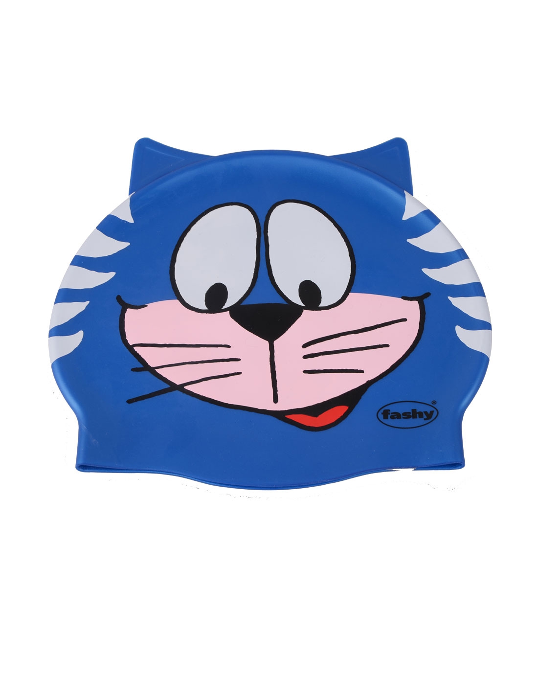 fashy 儿童卡通猫硅胶游泳帽 蓝色