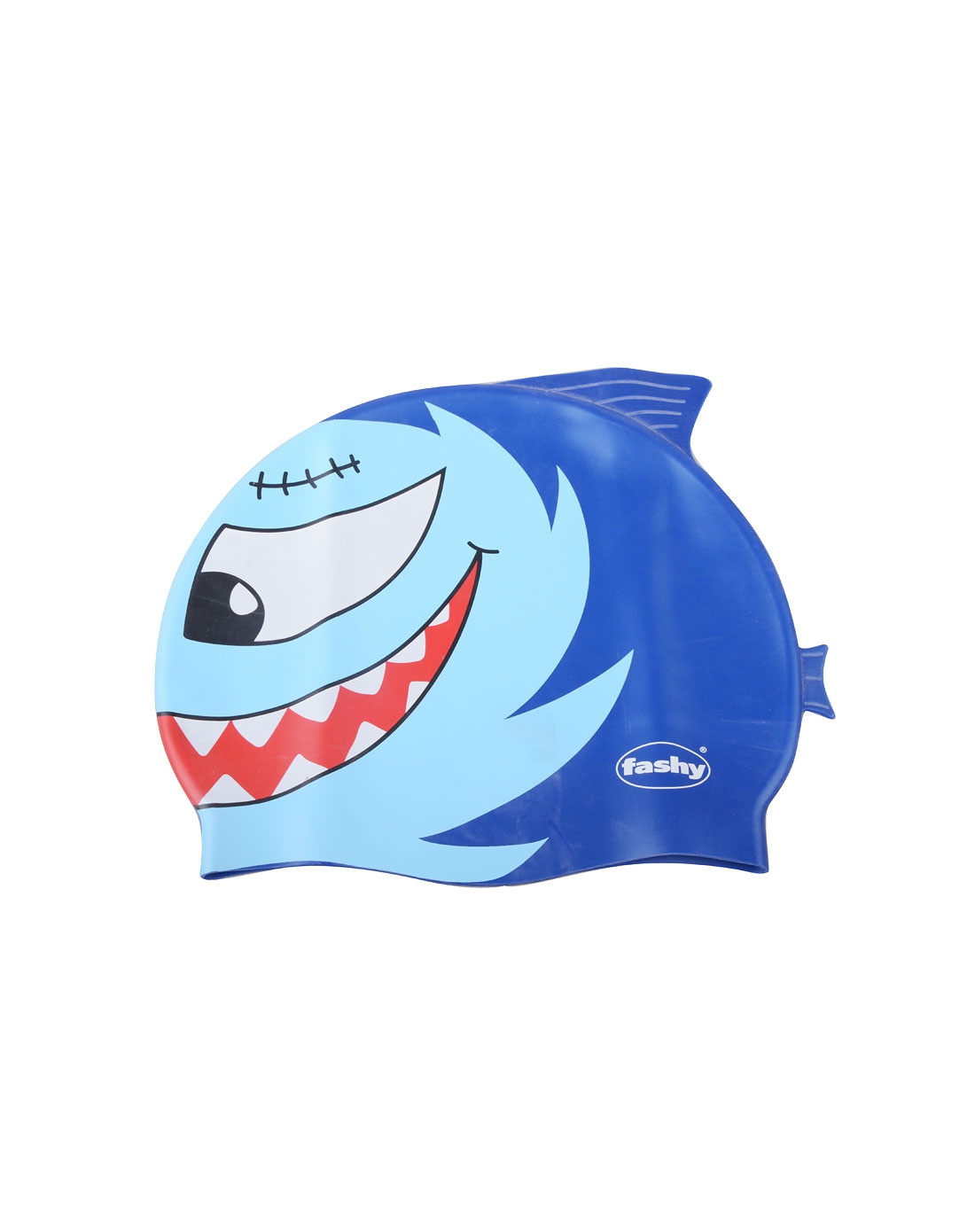 fashy 儿童卡通鲨鱼硅胶游泳帽 蓝色