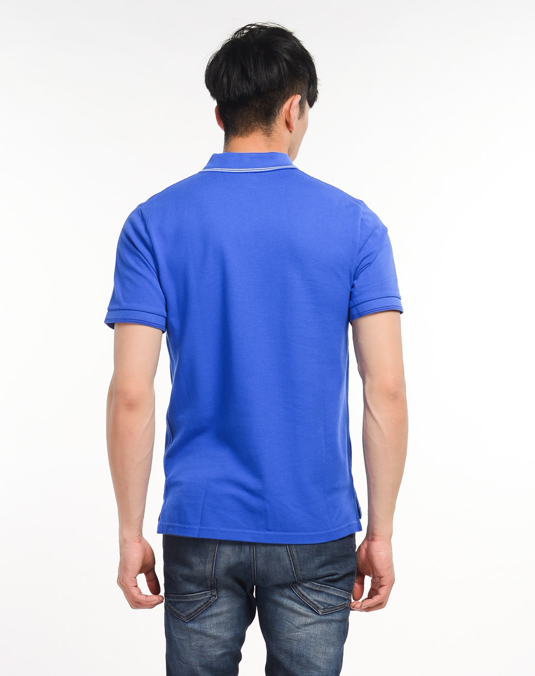 男款蓝色短袖polo衫 篮球系列