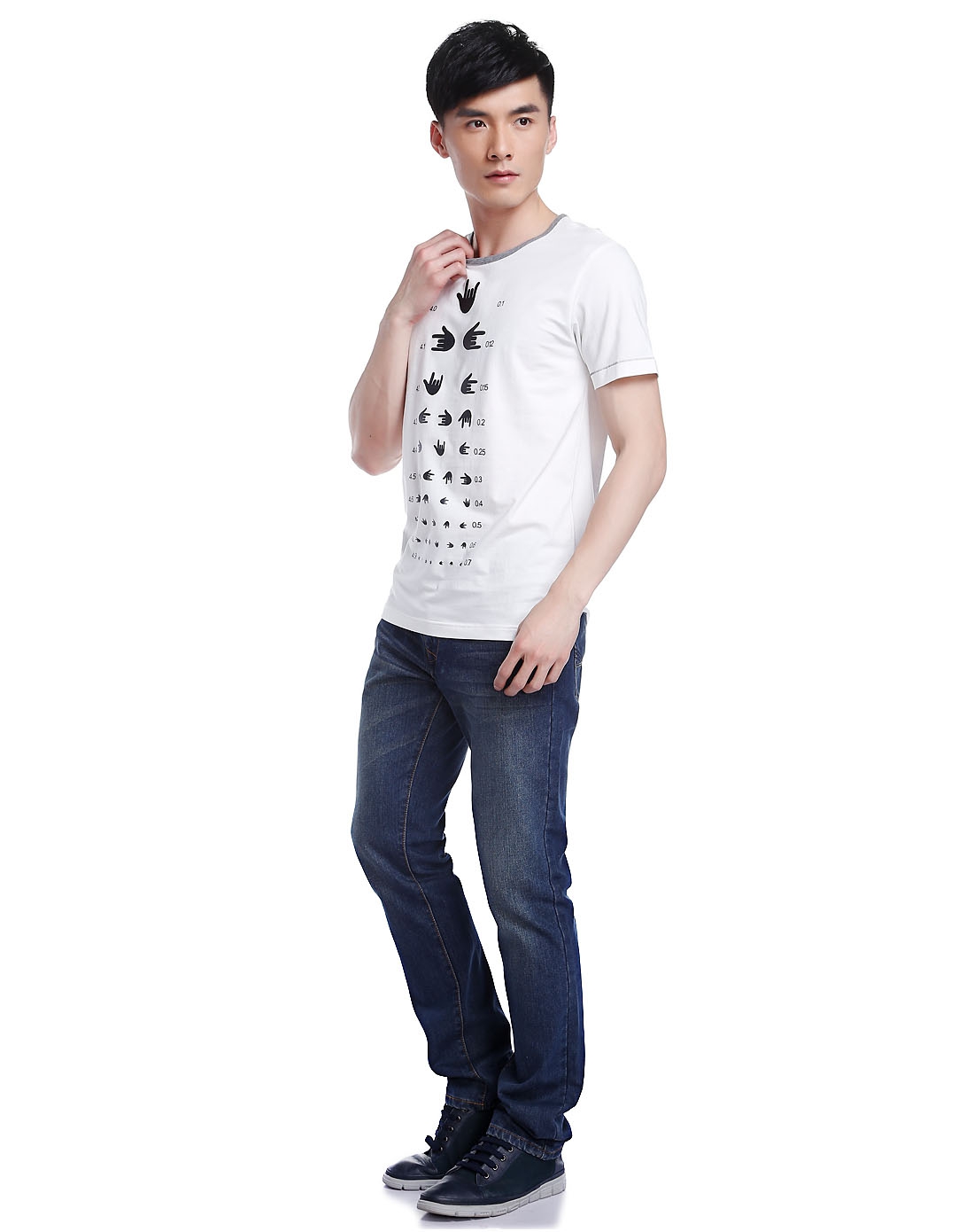 男士乳白色时尚有趣短袖t恤