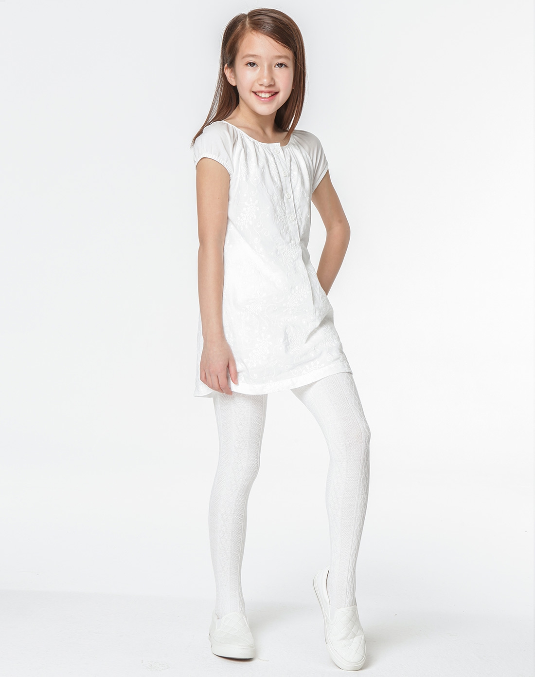 儿童3双装纯色打底连裤袜 白/粉/灰