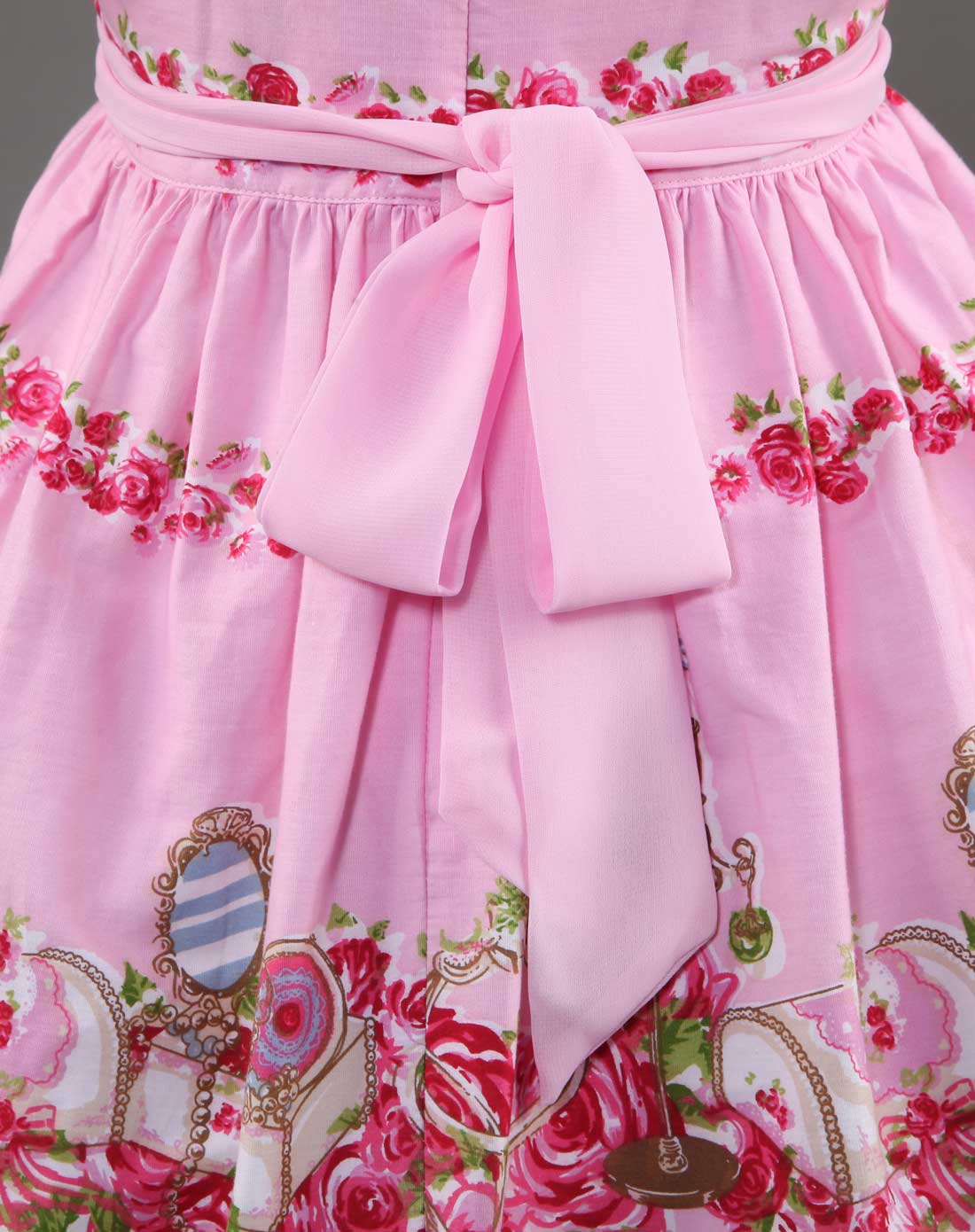 摩登小姐miss de mode女童粉红色玫瑰小洋裙