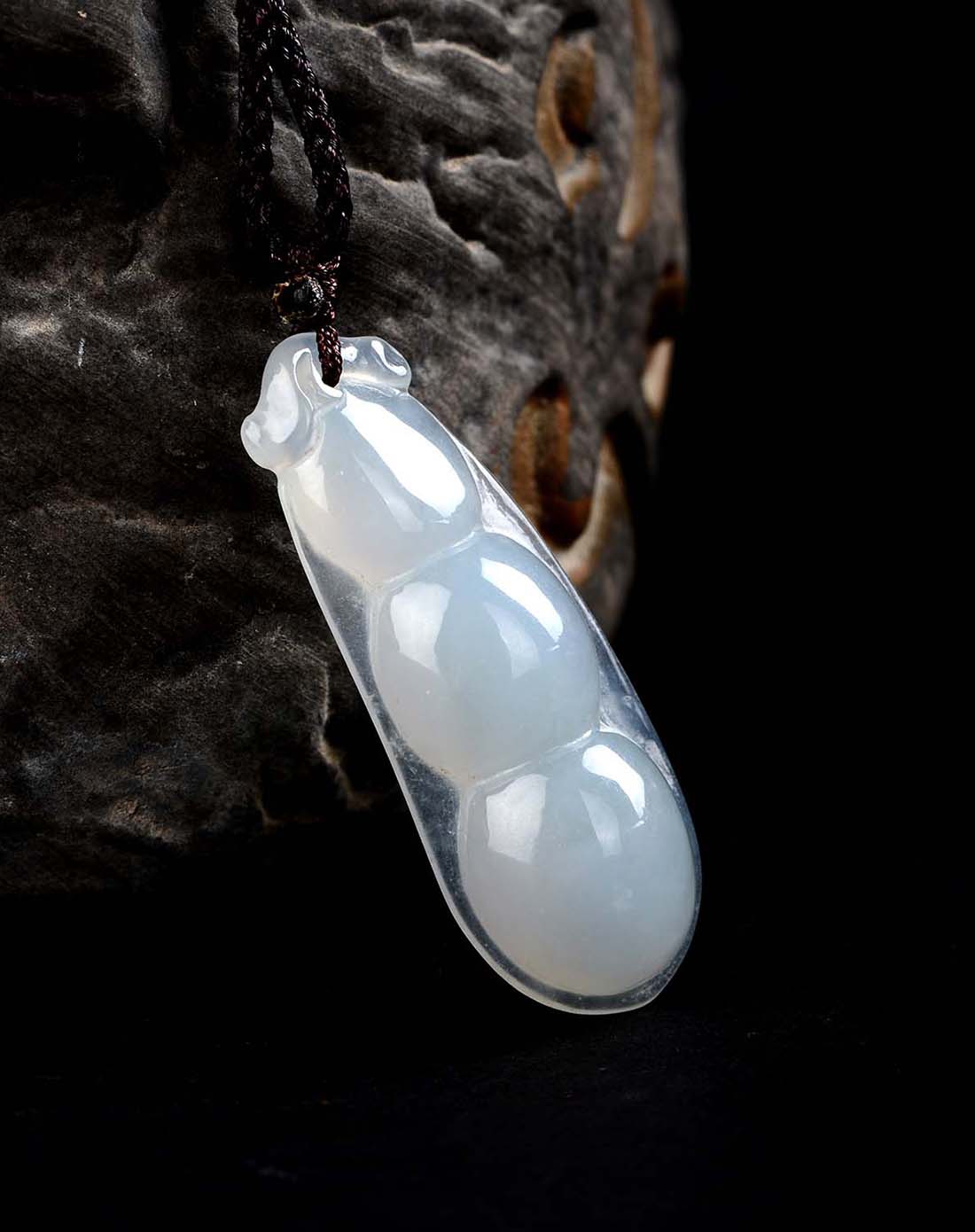 宝亨达bohengda贵重玉石专场-天然a货翡翠冰种富贵豆吊坠