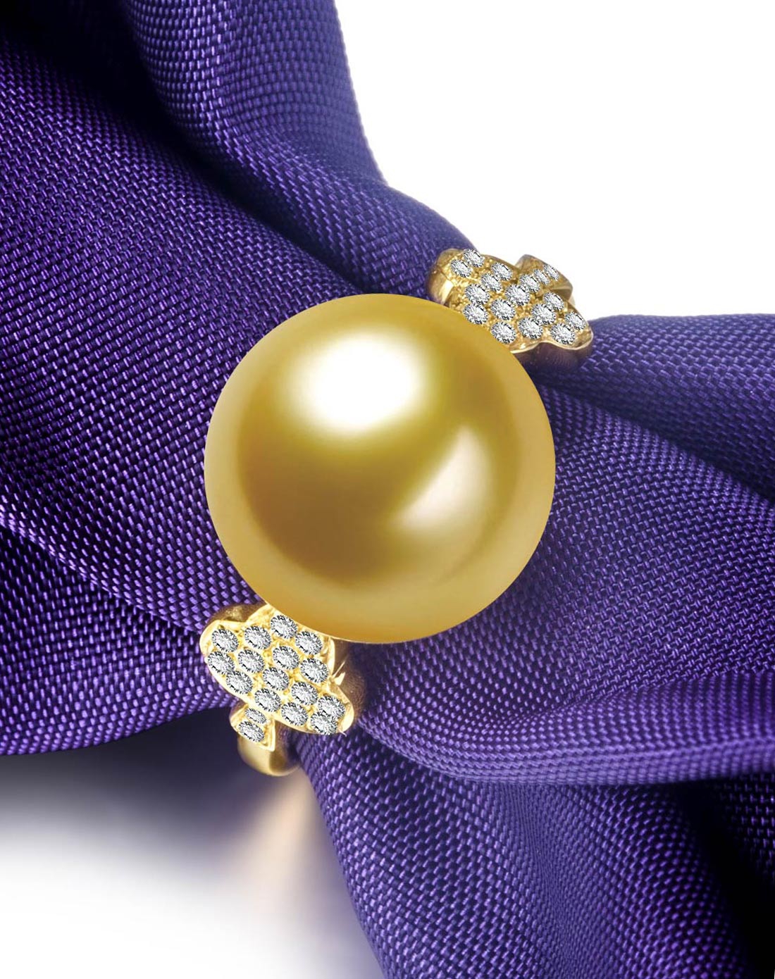 gvbori 黄18k金南洋金珍珠戒指 11-12mm-权威证书