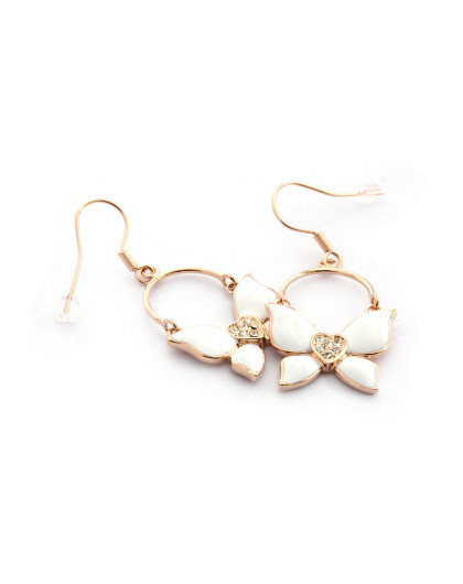 me&sky时尚挂钩白色蝴蝶耳环