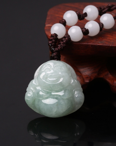 豆种天然翡翠a货厚装小佛公吊坠