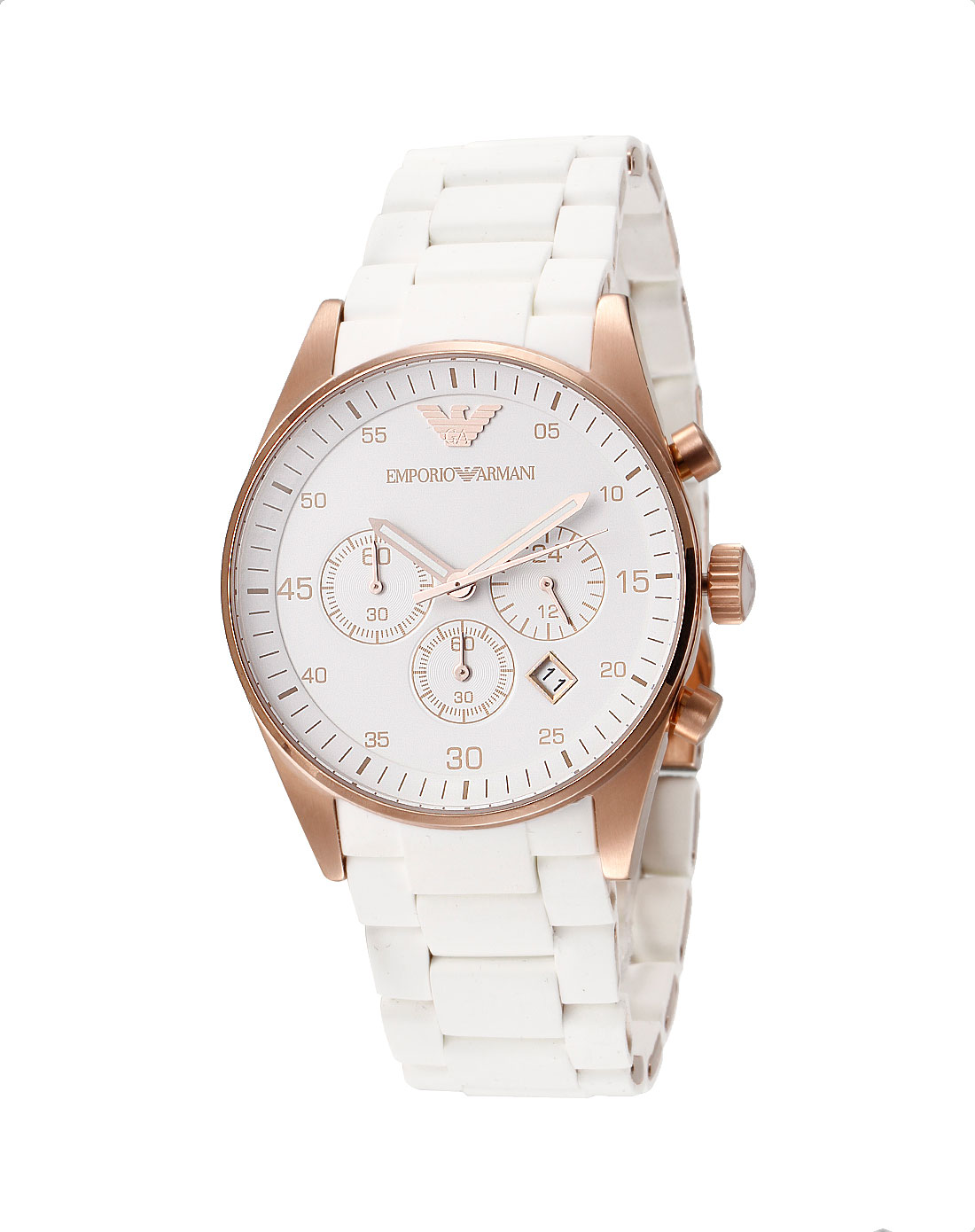 阿玛尼emporio armani-手表-男款白/香槟色经典陶瓷石英表
