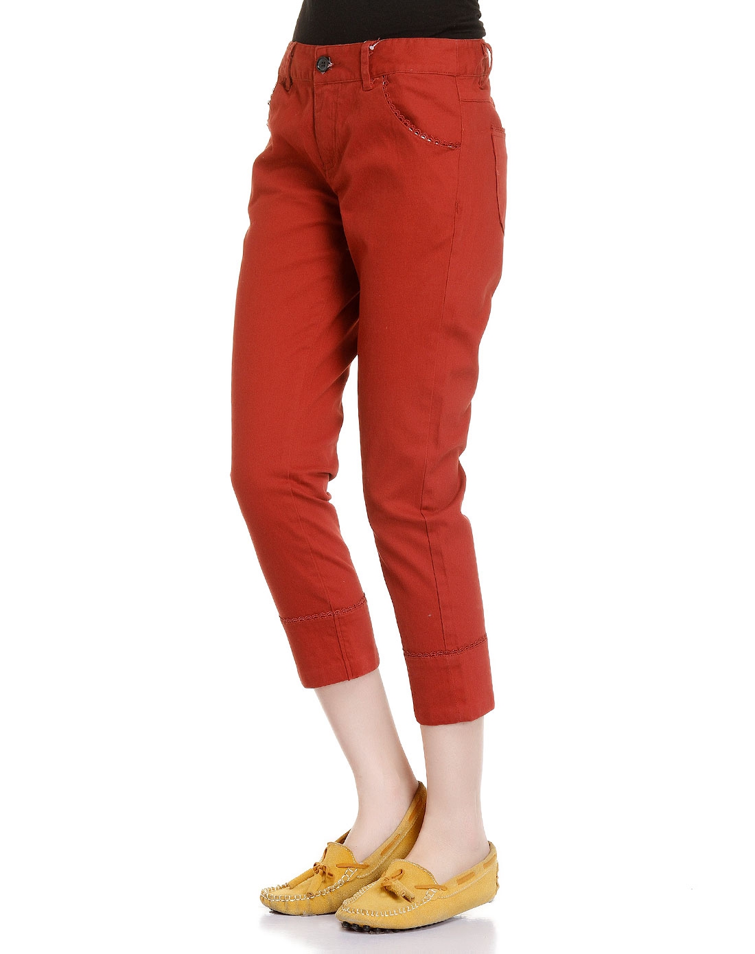 都市休闲暗棕红色中裤