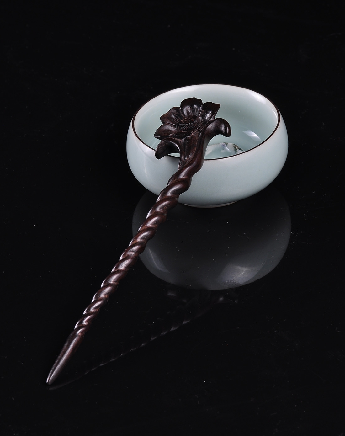 天然黑檀玉兰花头簪之纯白之恋