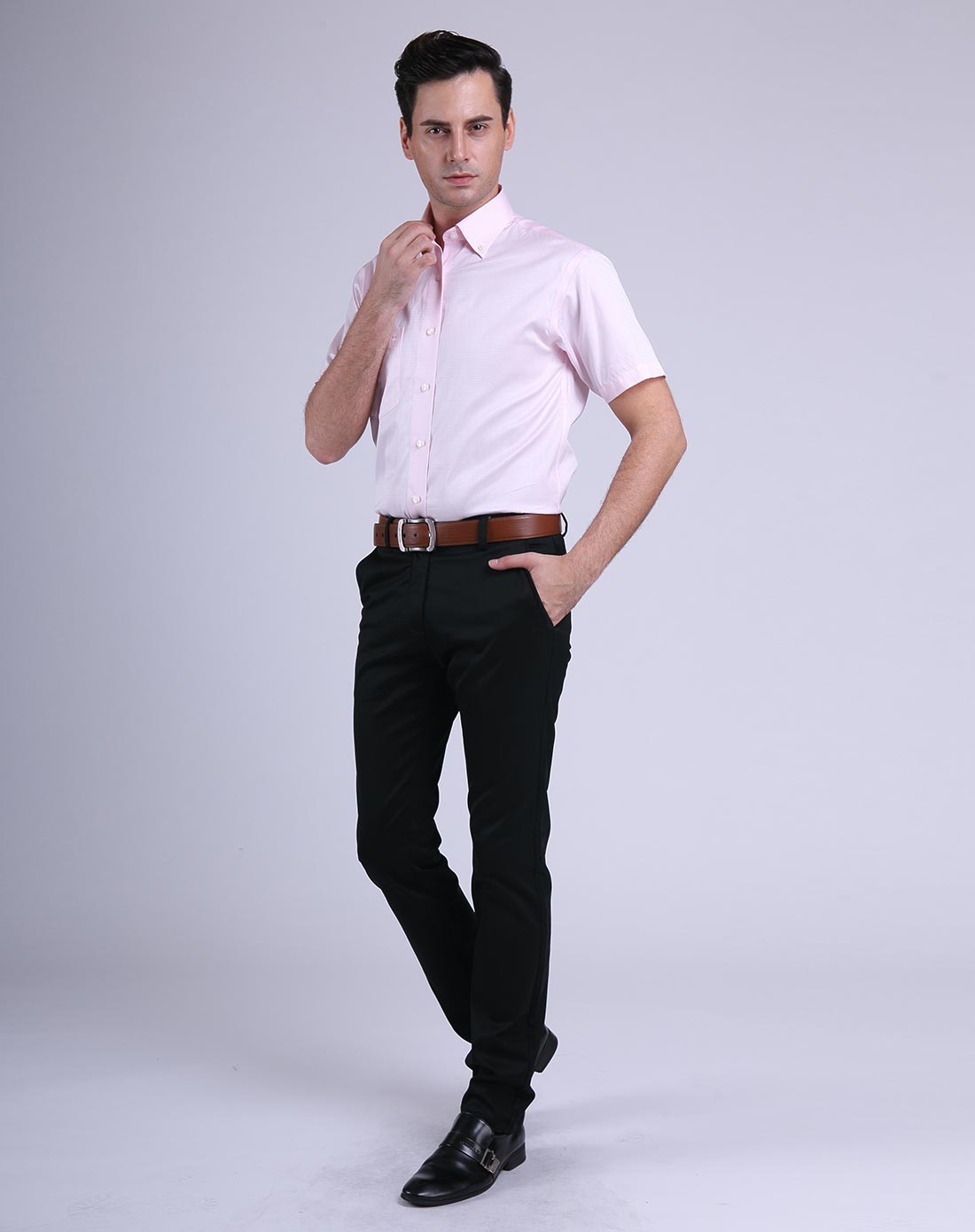 欧林浦olymp男装专场 浅红色高端商务男装短袖衬衫