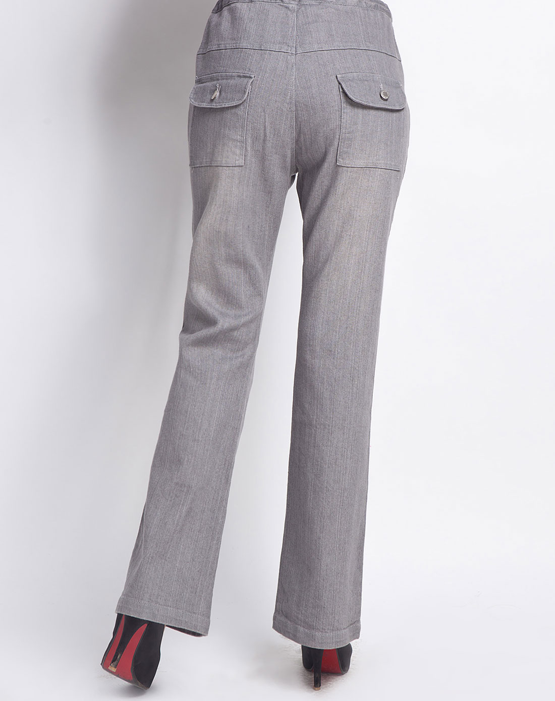 女款灰色灰色喇叭牛仔裤(同1818304)