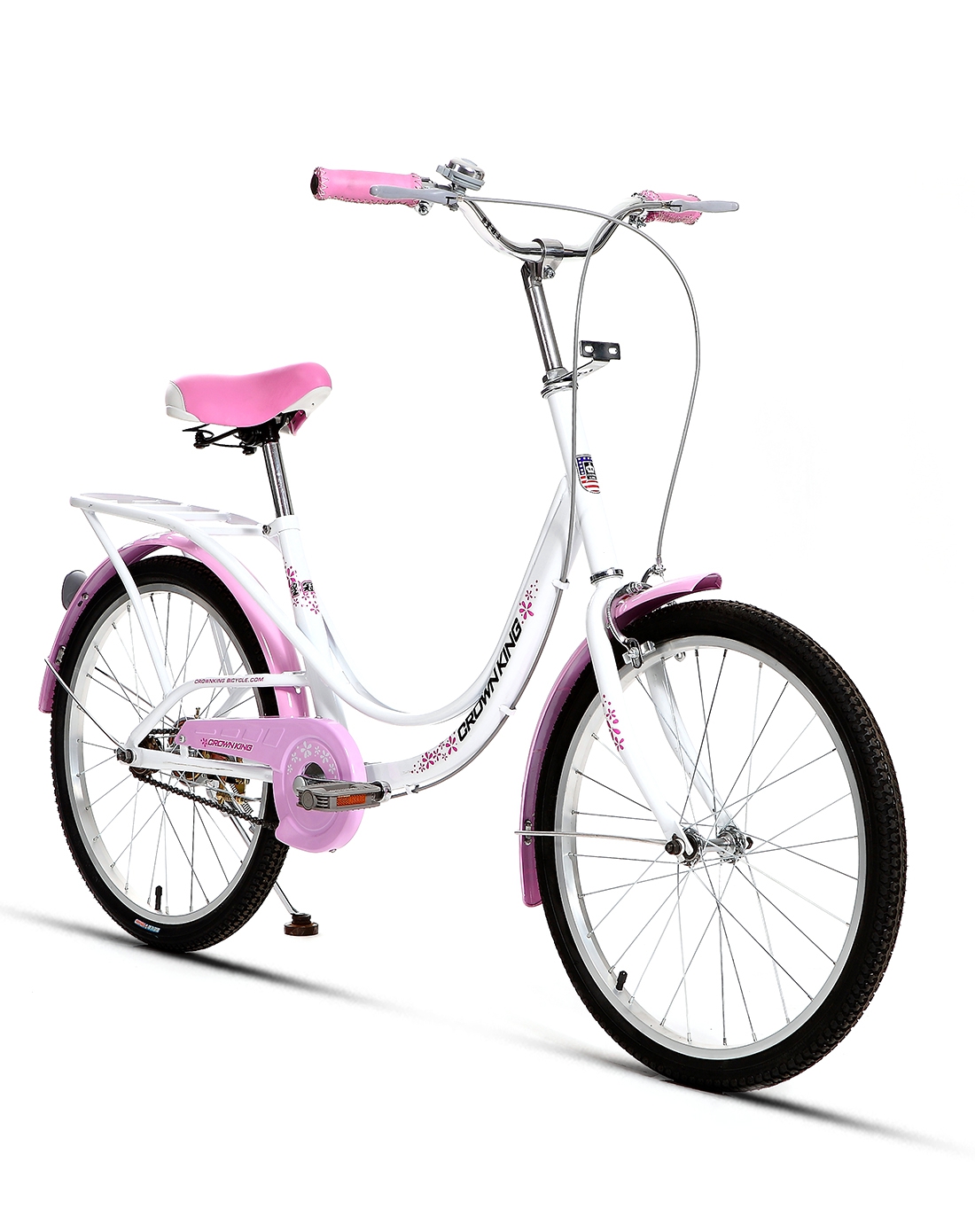 皇冠王自行车 经典女款轻便复古淑女车 22寸 通勤车 粉红