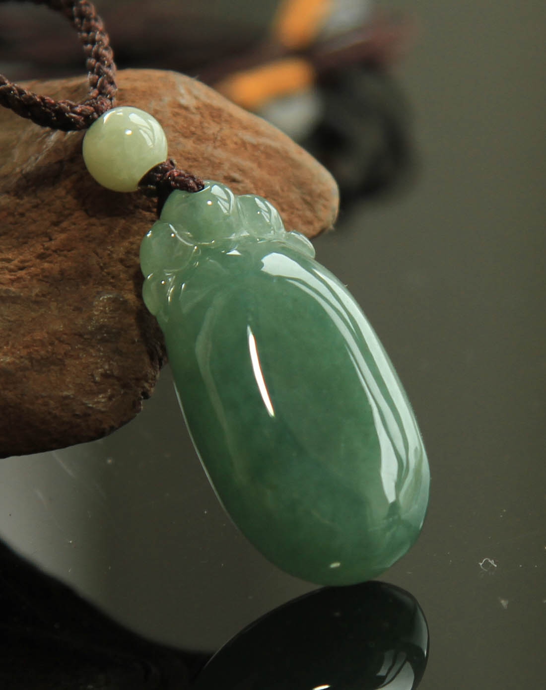 缅甸天然翡翠老坑冰油青种满绿福瓜吊坠