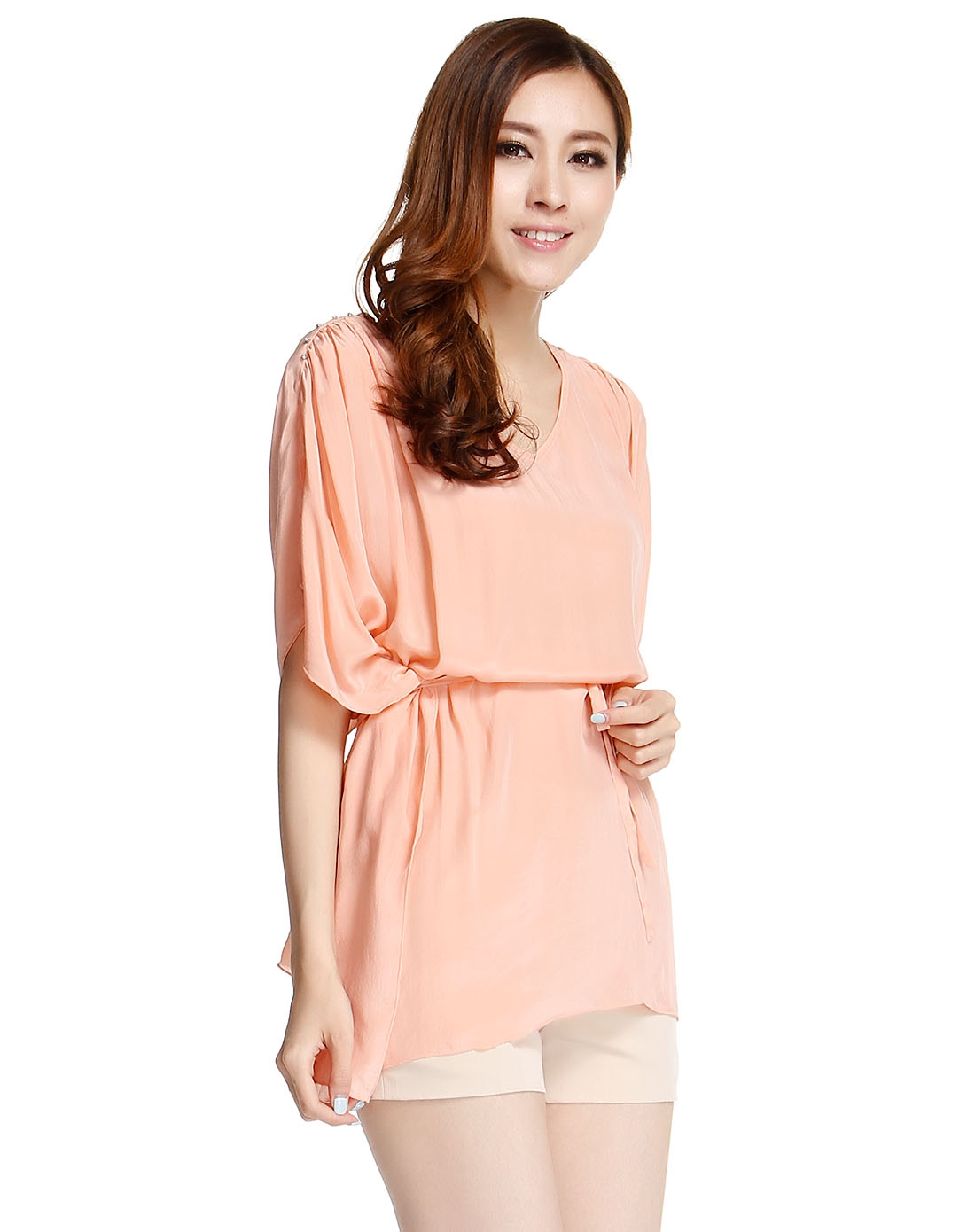 martin grantv领粉红色真丝短袖上衣gl1391302_唯品会