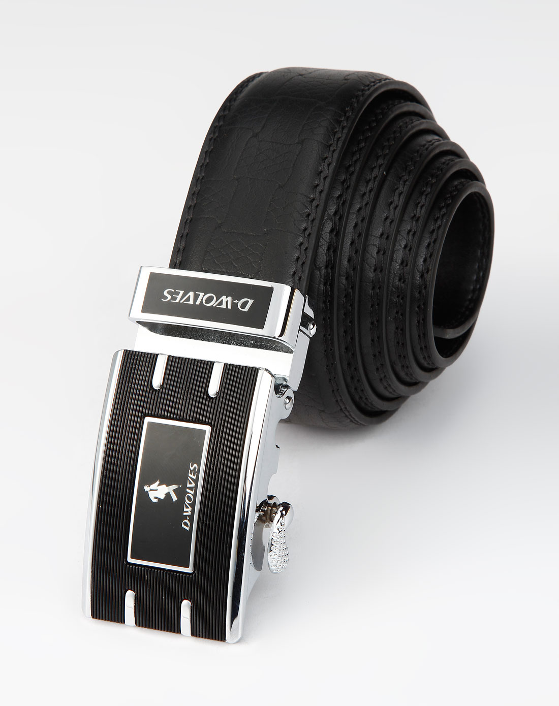 与狼共舞男款黑色印纹皮带dww505l070_唯品会