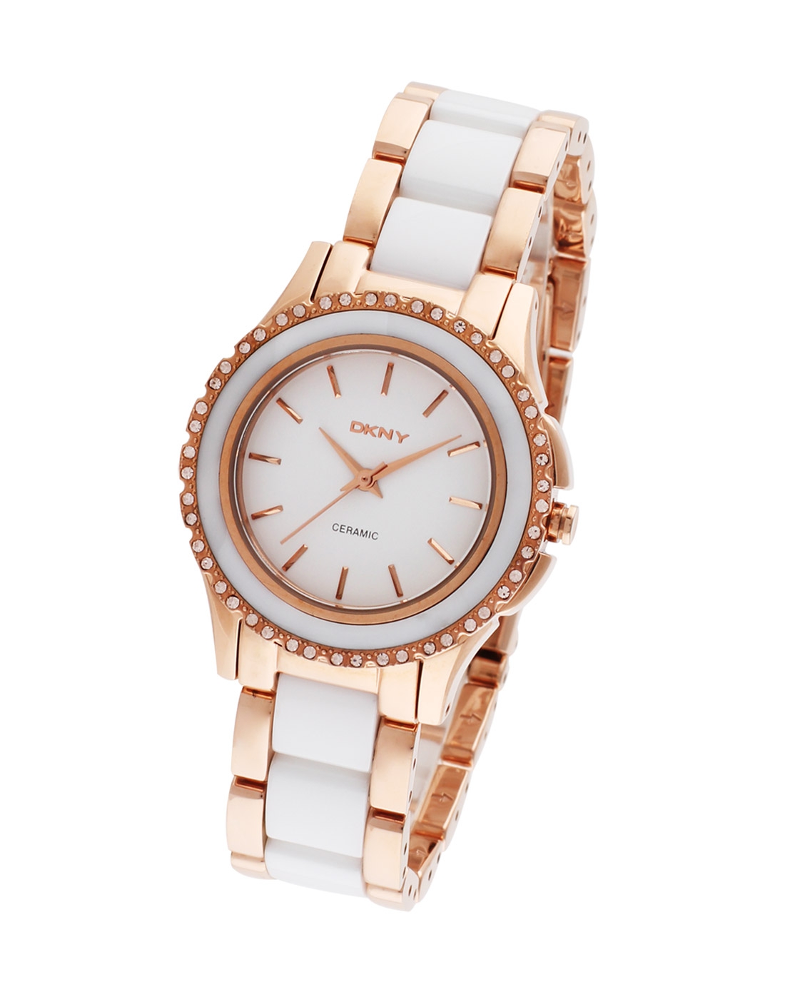 唐可娜儿dkny手表专场 dkny 镶钻优雅简约三针女款石英表