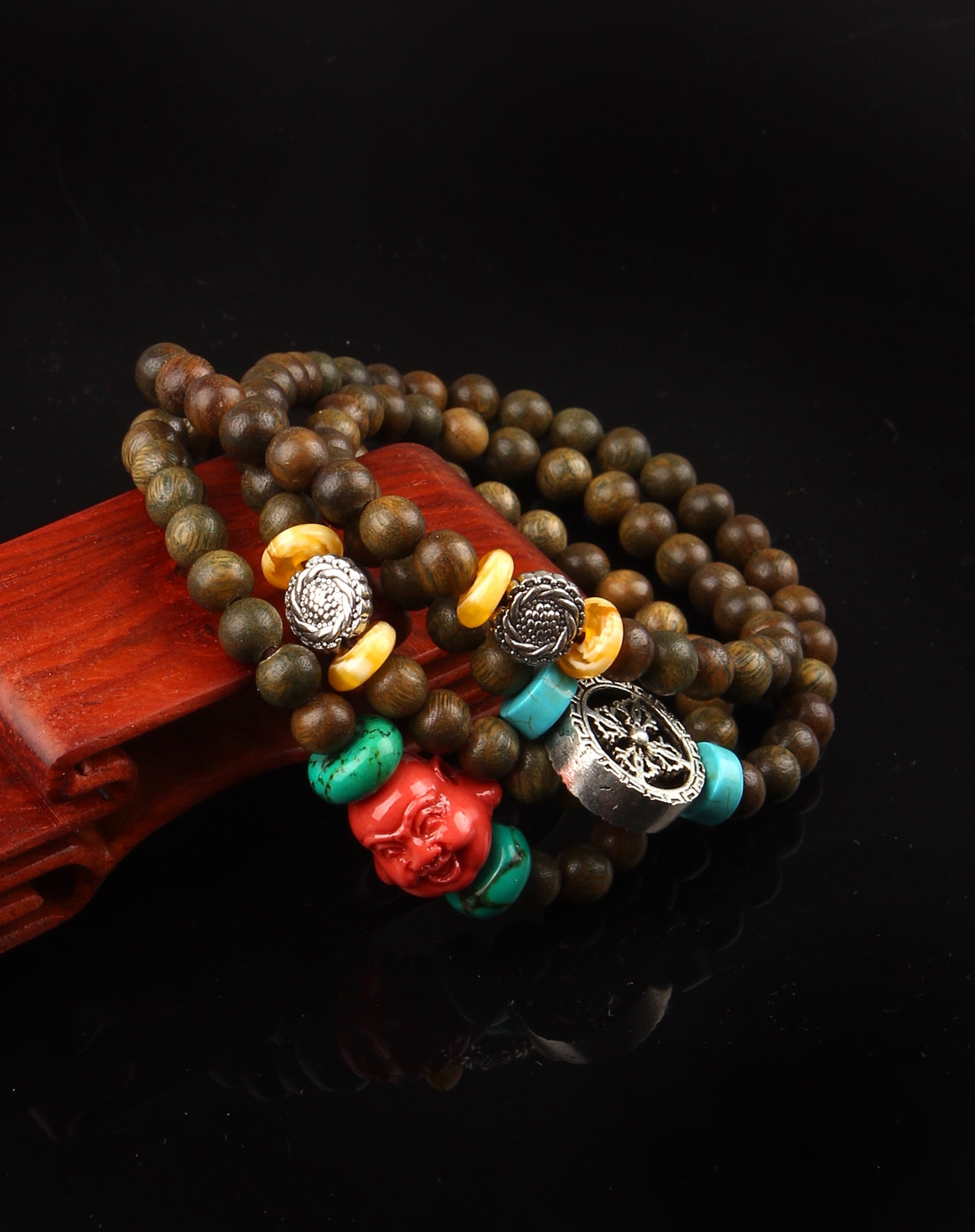 天然绿檀108颗佛珠手链