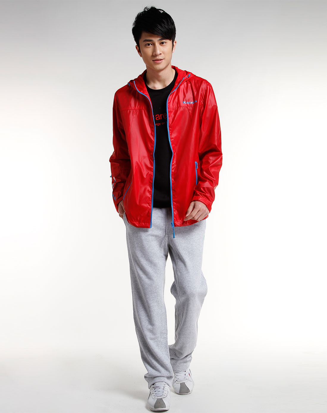 heritage男款红色运动长袖连帽上衣