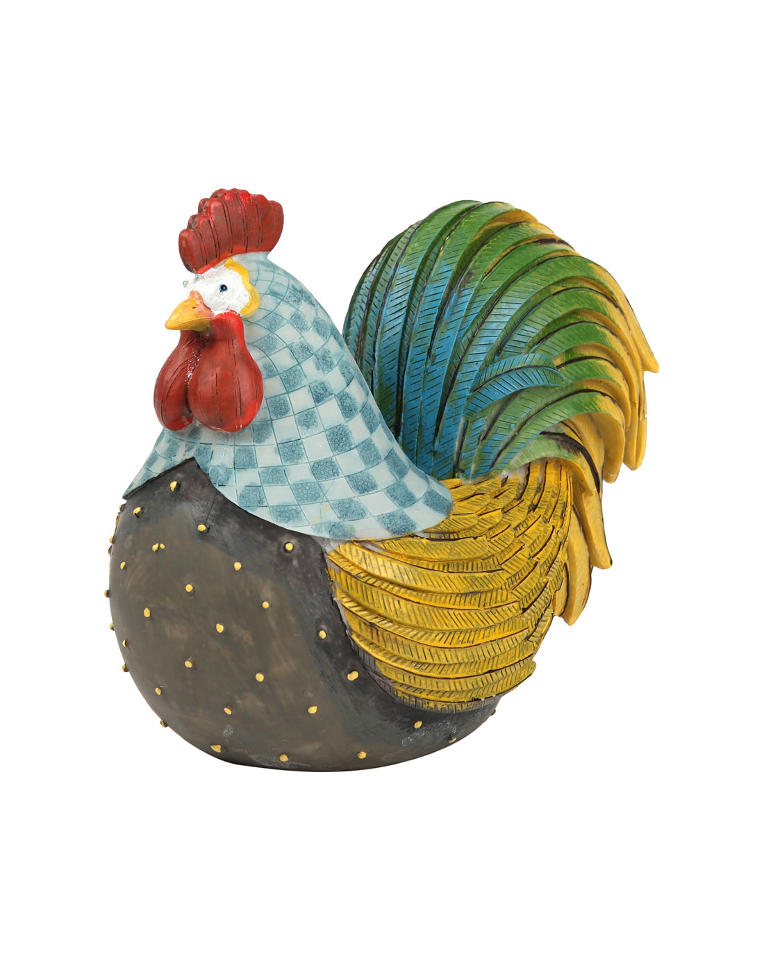 美式乡村田园大公鸡装饰摆件 绿身红羽