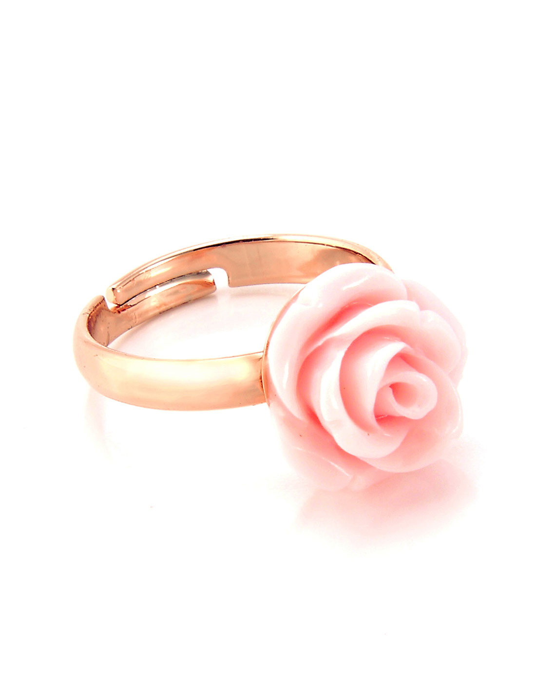 玫瑰金粉红玫瑰花戒指