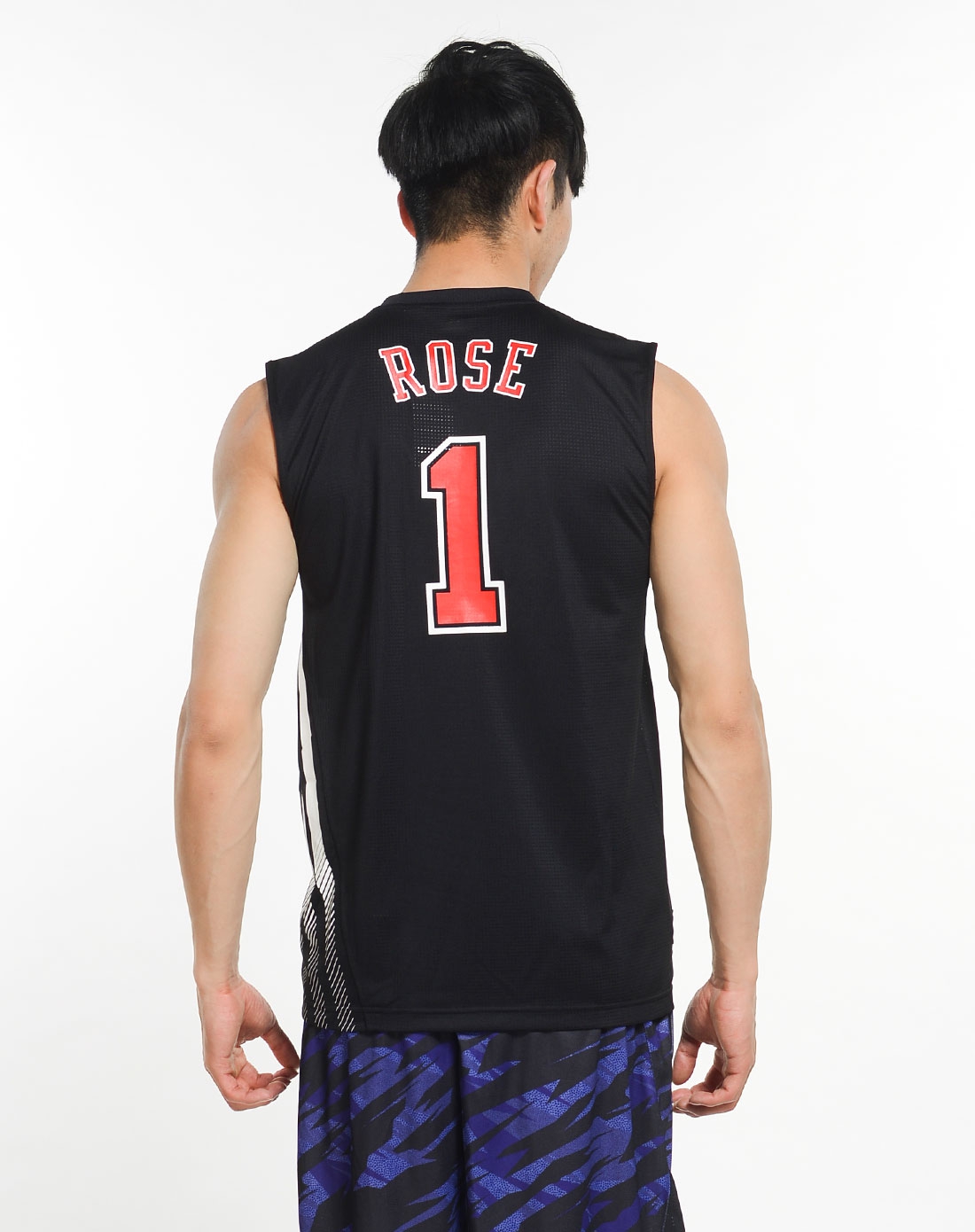 男子红/黑色nba公牛队罗斯球衣