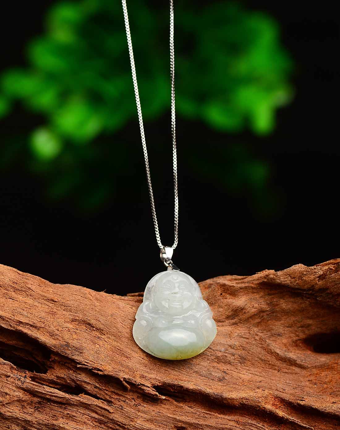 18k金镶天然a货翡翠冰糯种佛公吊坠