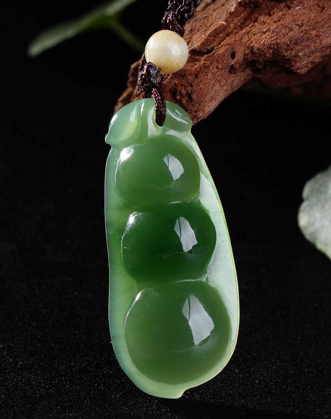 天然和田碧玉四季平安豆吊坠