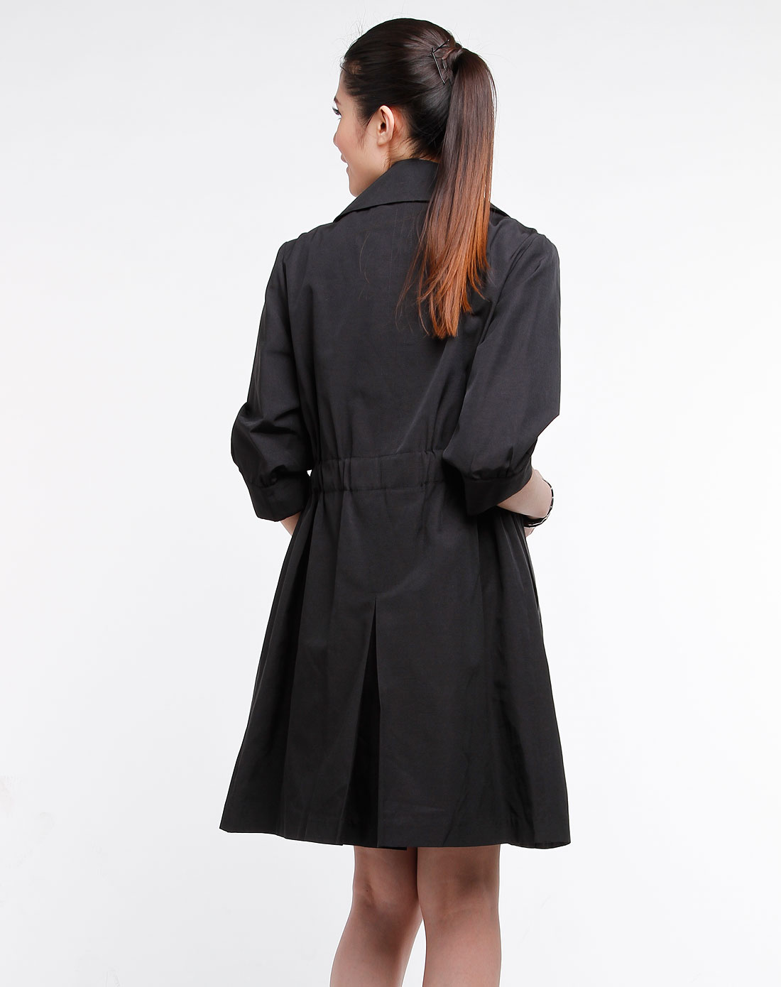 斯尔丽-黑色休闲中袖风衣
