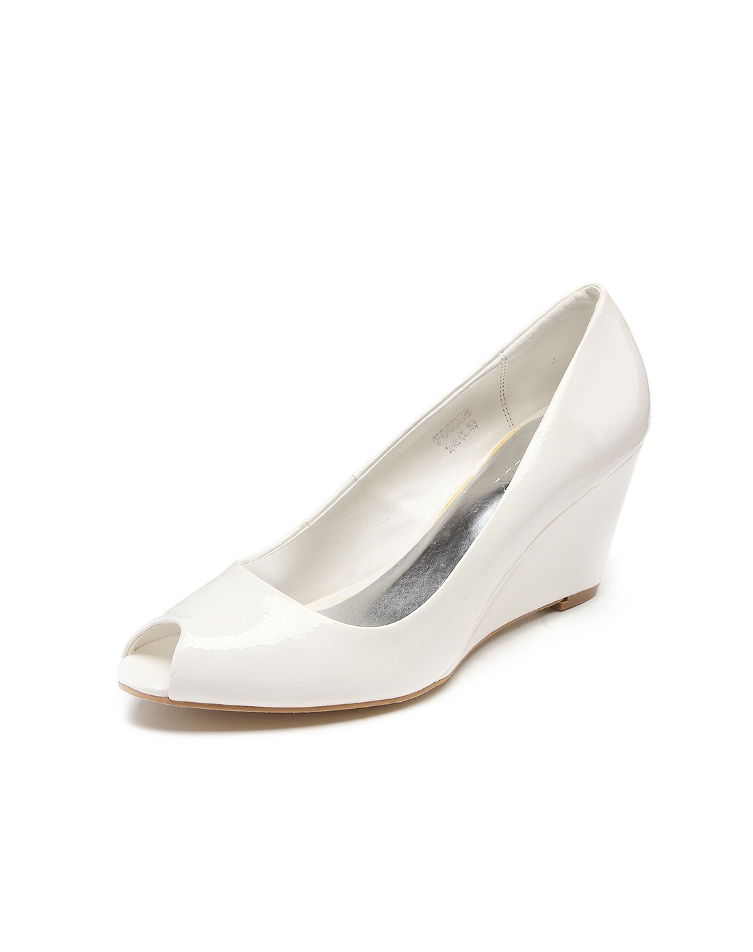 时尚亮丽白色坡跟鞋