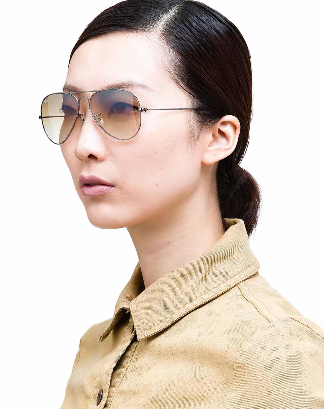 rayban中性枪框茶色渐变片太阳眼镜