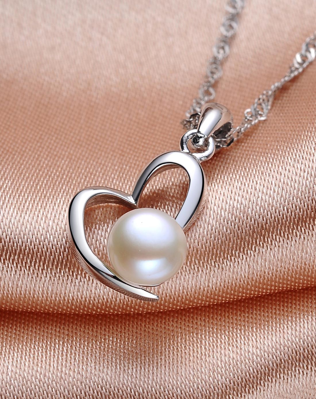s925纯银镶天然珍珠项链爱是唯一byd339(附银链和证书)